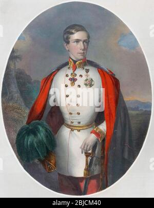 Franz Joseph I. alias Francis Joseph I., 1830 – 1916. Kaiser von Österreich und König von Ungarn, König von Böhmen. Nach einem Stich von Karl Mahlknecht. Stockfoto