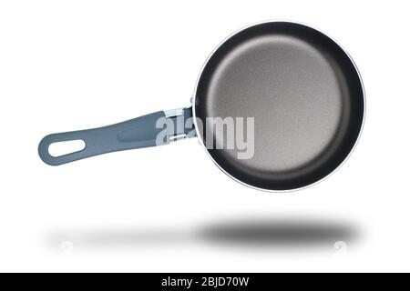 Eine Bratpfanne zum Kochen auf weißem Hintergrund. Isoliert. Nahaufnahme. Stockfoto