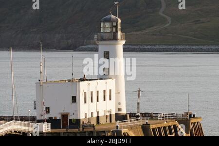 Scarborough Leuchtturm in der Abendsonne. Yorkshire England, Großbritannien Stockfoto