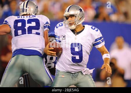 05. September 2012: Dallas Cowboys Quarterback Tony Romo (9) während eines 1. NFL Matchup zwischen den Dallas Cowboys und New York Giants bei Metlife Stad Stockfoto
