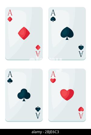 Set aus vier Assen Spielkarten Farbe. Stock Vektor
