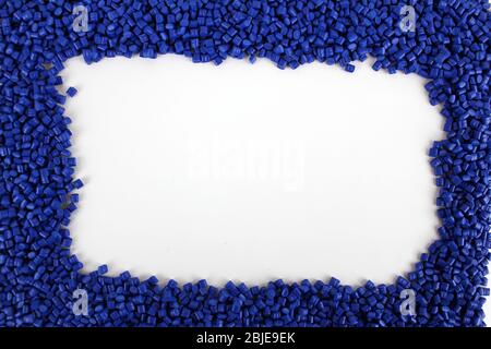Die geometrische Figur aus Polymeren, Kunststoff, die einen Rahmen mit einem weißen Hintergrund im Inneren darstellt. Stockfoto