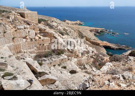 Überreste des Steinbaus in Mnajdra Tempel, Qrendi, Malta Stockfoto