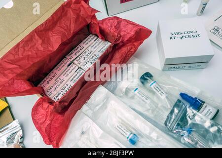 Neuartiges Coronavirus 2019 nCoV pcr-Diagnose-Kit. Dies ist RT-PCR-Kit zum Nachweis von 2019-nCoV oder Virus-Präsenz in klinischen Proben, Conceptua Stockfoto