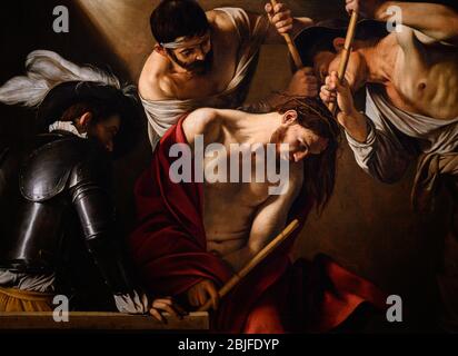 Die Krönung mit Dornen (c. 1603) von Michelangelo Merisi da Caravaggio (1571–1610). Stockfoto