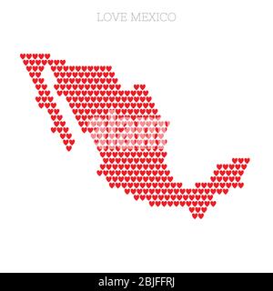 Mexiko-Land Karte aus Liebe Herz Halbton Muster gemacht Stock Vektor