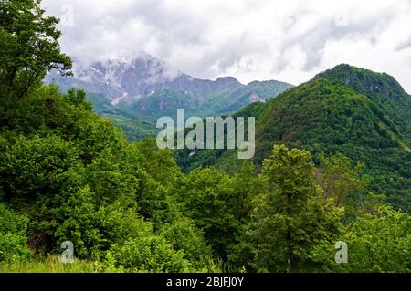 Die Julischen Alpen rund um das Tal des Flusses Soca, Slowenien Stockfoto