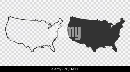 USA-Karte. Amerikanische Karte. Karte der Vereinigten Staaten von Amerika in flacher und liniengestalter eps 10 Stock Vektor
