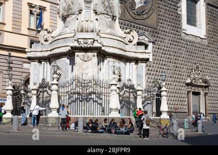 Denkmal in Piazza Gesu Nuovo, Neapel, Kampanien, Italien, Europa Stockfoto