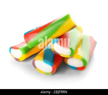 Leckere gelee Bonbons auf weißem Hintergrund Stockfoto
