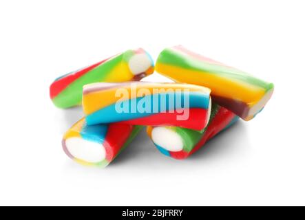 Leckere gelee Bonbons auf weißem Hintergrund Stockfoto