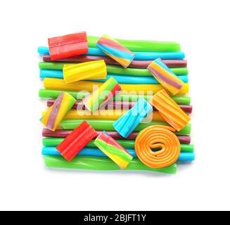 Leckere gelee Bonbons auf weißem Hintergrund Stockfoto