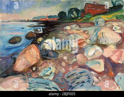 Shore mit rotem Haus von Edvard Munch, 1904. Das Munch Museum, Oslo Stockfoto