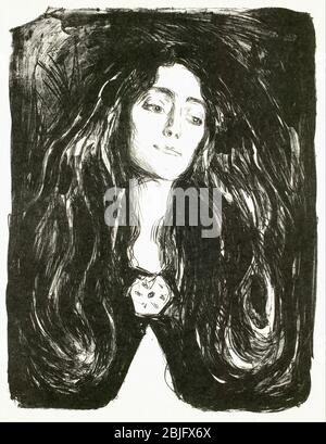 Die Brosche, Eva Mudocci von Edvard Munch 1903, Lithographie auf Papier, The Munch Museum, Oslo Stockfoto