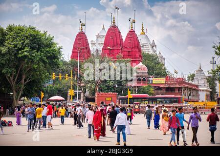 Delhi / Indien - 19. September 2019: Shri Digambar Jain Lal Mandir, der älteste und bekannteste Jain-Tempel in der historischen Chandni Chowk Gegend von Delhi, in Stockfoto