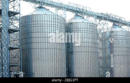 Moderne Getreideaufzüge im Seehafen Stockfoto