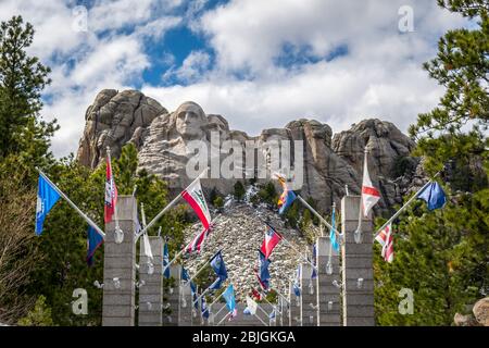 Mt Rushmore, SD, USA - 24. Mai 2019: Die Terrasse mit dem großen Ausblick Stockfoto