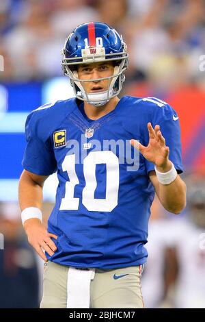 15. September 2013: New York Giants Quarterback Eli Manning (10) während eines NFL-Matchup der Woche 2 zwischen den Denver Broncos und den New York Giants bei Met Stockfoto