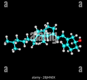 Cholecalciferol (Vitamin D) ist ein fettlösliches Secosteroid, das für die Darmaufnahme von Kalzium, Eisen, Magnesium, Phosphat und z verantwortlich ist Stockfoto