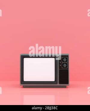 Vintage-tv auf Pastellfarben Hintergrund, 3d-Rendering Stockfoto