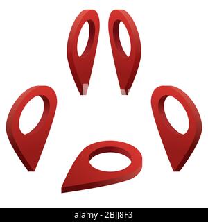 Isometrische Geolokalisierung Position GPS-Zeichen gesetzt Stock Vektor