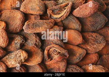 Getrocknete Aprikosen als Hintergrund Stockfoto