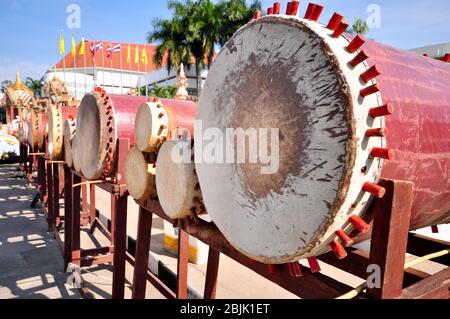 Thai Trommeln Musikinstrument antik im Norden Thailands Stockfoto