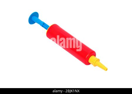 Ballon Luftpumpe und auf weißem Hintergrund. Stockfoto