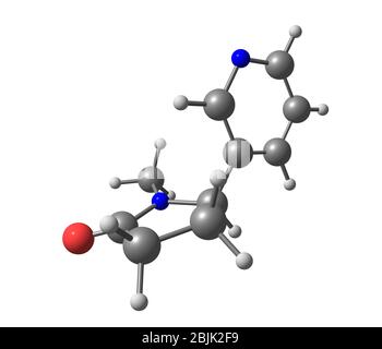 Cotinin ist ein Alkaloid, das im Tabak gefunden wird und auch ein Metabolit von Nikotin ist. Das Wort 'Cotinin' ist ein Anagramm von 'Nicotin' Stockfoto