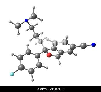 Escitalopram (Lexapro und Cipralex) ist ein Antidepressivum der selektiven Serotonin-Wiederaufnahmehemmer-Klasse (SSRI) Stockfoto