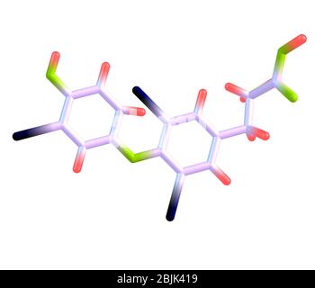 Triiodothyronin (T3) ist ein Schilddrüsenhormon. Es wirkt sich auf fast jeden physiologischen Prozess im Körper, einschließlich Wachstum und Entwicklung, Stoffwechsel, b Stockfoto