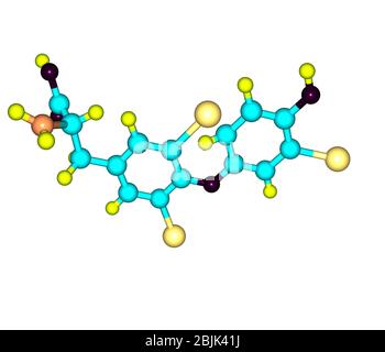 Triiodothyronin (T3) ist ein Schilddrüsenhormon. Es wirkt sich auf fast jeden physiologischen Prozess im Körper, einschließlich Wachstum und Entwicklung, Stoffwechsel, b Stockfoto