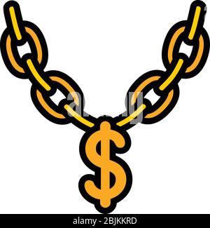 Symbol für die Halskette mit Dollarzeichen. Umriss Dollar Zeichen Halskette Vektor-Symbol für Web-Design isoliert auf weißem Hintergrund Stock Vektor