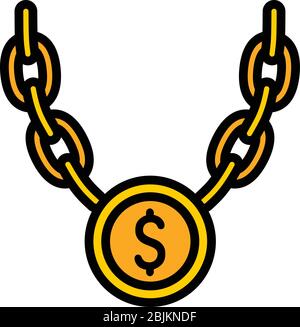 Symbol für eine Halskette mit Dollarmünzen. Outline Dollar Münze Halskette Vektor-Symbol für Web-Design isoliert auf weißem Hintergrund Stock Vektor