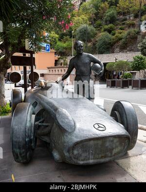 Denkmal Juan Manuel Fangio, Fürstentum Monaco. Stockfoto