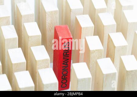 Coronavirus Domino-Effekt infizieren und Wirtschaft Business Disaster Konzept Stockfoto