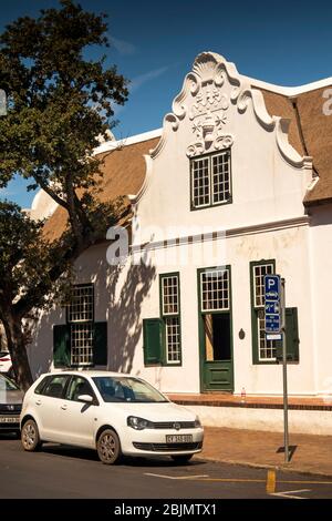 Südafrika, Stellenbosch, Van Riebeeck Street, Village Museum Blettermanhuis. Mit Putz-Pargetierdeko auf Giebel Stockfoto