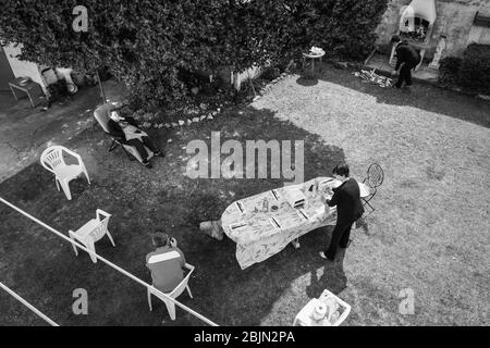 Italien, Casorezzo, Osterfamily Barbecue während des Coronavirus Stockfoto