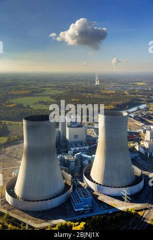 , Kraftwerk im Landkreis Hamm-Schmehausen mit dem ehemaligen Kernkraftwerk THTR-300, 31.10.2016, Luftaufnahme, Deutschland, Nordrhein-Westfalen, Ruhrgebiet, Hamm Stockfoto