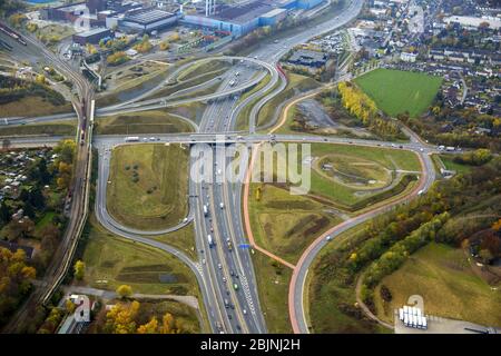 Baustelle Autobahnkreuz Bochum-West der A40/A448 in Bochum, 14.11.2016, Luftaufnahme, Deutschland, Nordrhein-Westfalen, Ruhrgebiet, Bochum Stockfoto