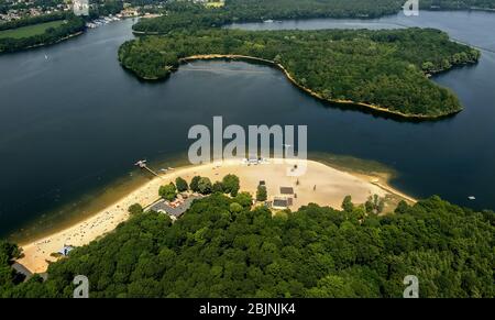 , Sandstrand Seebad Haltern am Halterer Stausee, 20.06.2017, Luftaufnahme, Deutschland, Nordrhein-Westfalen, Haltern am See Stockfoto