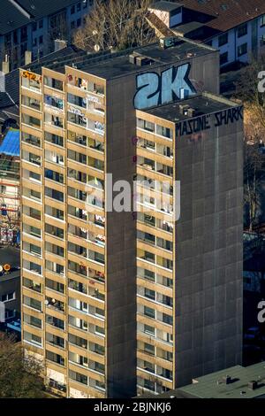 , Hochhaus im Wohngebiet an der Kieler Straße in Dortmund, 15.02.2017, Luftaufnahme, Deutschland, Nordrhein-Westfalen, Ruhrgebiet, Dortmund Stockfoto