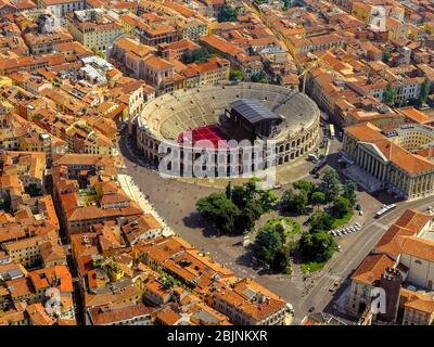 amphitheater Arena di Verona in Verona, 01.09.2016, Luftaufnahme, Italien, Venetien, Verona Stockfoto