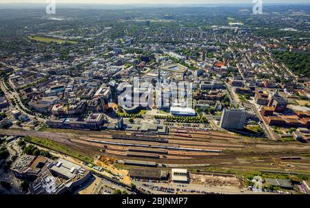 , Hauptbahnhof Dortmund und Germen Fußballmuseum, 03.07.2017, Luftaufnahme, Deutschland, Nordrhein-Westfalen, Ruhrgebiet, Dortmund Stockfoto