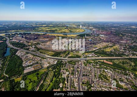 Stahlwerk thyssenkrupp Steel Europe AG im Landkreis Bruckhausen, 19.06.2017, Luftaufnahme, Deutschland, Nordrhein-Westfalen, Ruhrgebiet, Duisburg Stockfoto