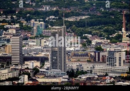 , Innenstadt von Essen mit RWE Tower, 31.07.2017, Luftaufnahme, Deutschland, Nordrhein-Westfalen, Ruhrgebiet, Essen Stockfoto