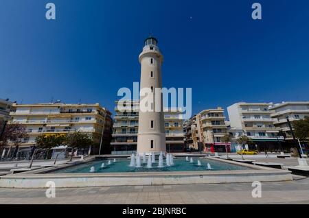 Der berühmte Leuchtturm an der Promenade in der nördlichen Küstenstadt Alexandroupoli Evros Griechenland Stockfoto