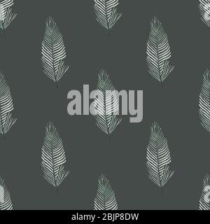 Handgezeichnetes nahtloses Muster mit Blumen, Blättern, Beeren, Vögeln. Winter floralen Hintergrund Stockfoto