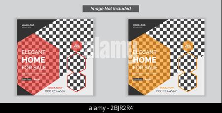 Editierbarer Social Media Banner Post für Immobiliengeschäft Stock Vektor
