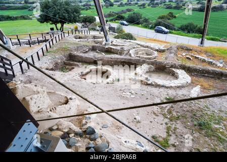 Kalavasos-Tent Archäologische Stätte, eine prähistorische neolithische archäologische Stätte und Wahrzeichen auf der Insel Zypern, Kalavasos Village, Larnaka Stockfoto